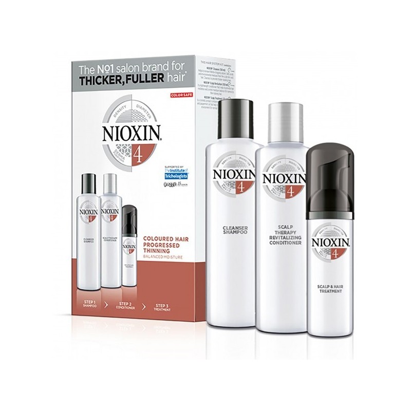 Kit soin nioxin n°4 cheveux Colorés visiblement clairsemés et fins Kit soin nioxin n°4 cheveux Colorés visiblement clairsemés et fins