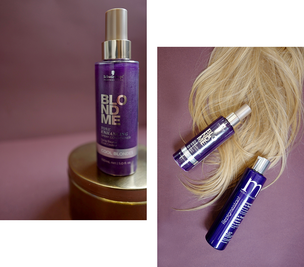 entretenir cheveux blond shampoing violet